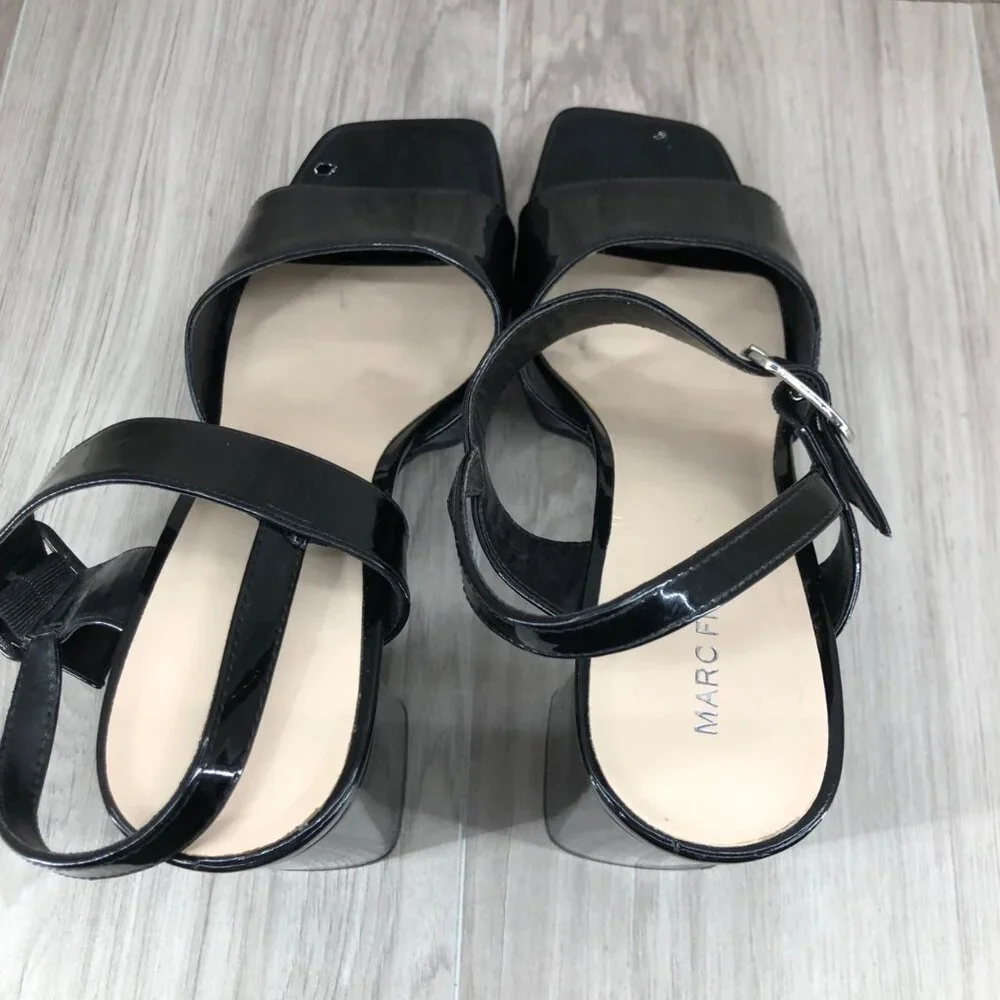 Marc Fisher Platform Sandals Womens 11M Graduate Black Buckle Strap Shoes